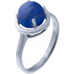 Bague argent rhodié 2,90g - lapis lazuli - cabochon rond 8mm - T50 à 64