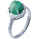 Bague argent rhodié 2,90g - malachite - cabochon rond 8mm - T50 à 64