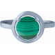 Bague argent rhodié 2,90g - malachite - cabochon rond 8mm - T50 à 64