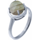 Bague argent rhodié 2,90g - labradorite - cabochon rond 8mm - T50 à 64