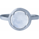 Bague argent rhodié 2,90g - pierre de lune - cabochon rond 8mm - T50 à 64