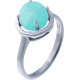 Bague argent rhodié 2,90g - amazonite - cabochon rond 8mm - T50 à 64