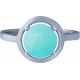 Bague argent rhodié 2,90g - amazonite - cabochon rond 8mm - T50 à 64