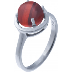 Bague argent rhodié 2,90g - il de taureau - cabochon rond 8mm - T50 à 64