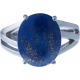 Bague argent rhodié 4,5g - lapis lazuli - cabochon 10x12mm - T50 à 64