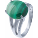 Bague argent rhodié 4,5g - malachite - cabochon 10x12mm - T50 à 64