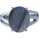 Bague argent rhodié 4,5g - labradorite - cabochon 10x12mm - T50 à 64