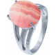 Bague argent rhodié 4,5g - rhodocrosite - cabochon 10x12mm - T50 à 64