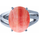 Bague argent rhodié 4,5g - rhodocrosite - cabochon 10x12mm - T50 à 64