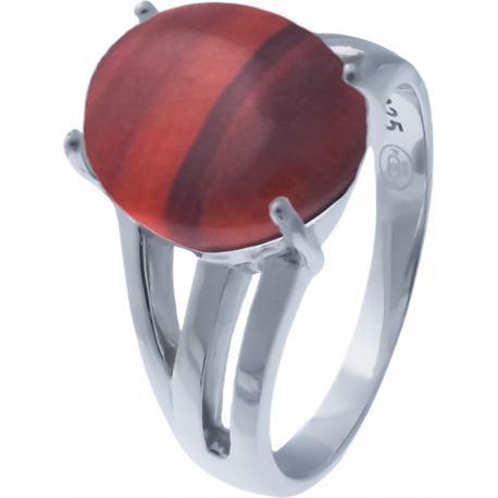 Bague argent rhodié 4,5g - il de taureau - cabochon 10x12mm - T50 à 64