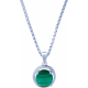 Collier argent rhodié 3,7g - malachite - cabochon rond 8mm - vénitienne 40cm