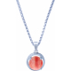 Collier argent rhodié 3,7g - rhodocrosite - cabochon rond 8mm - vénitienne 40cm