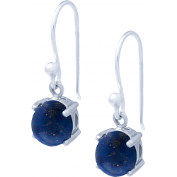 Boucles d'oreille argent rhodié 2,5g - lapis lazuli - cabochon rond 8mm