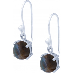 Boucles d'oreille argent rhodié 2,5g - labradorite - cabochon rond 8mm