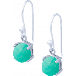 Boucles d'oreille argent rhodié 2,5g - amazonite - cabochon rond 8mm