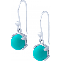 Boucles d'oreille argent rhodié 2,5g - turquoise - cabochon rond 8mm