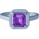 Bague argent rhodié 3,7g - améthyste - carré 7x7mm facetté - T50 à 64