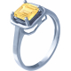 Bague argent rhodié 3,7g - citrine - carré 7x7mm facetté - T50 à 64