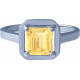 Bague argent rhodié 3,7g - citrine - carré 7x7mm facetté - T50 à 64