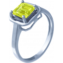 Bague argent rhodié 3,7g - peridot - carré 7x7mm facetté - T50 à 64