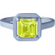 Bague argent rhodié 3,7g - peridot - carré 7x7mm facetté - T50 à 64