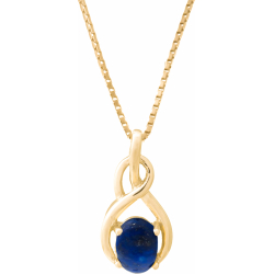 Collier plaqué or 3 microns - lapis lazuli - cabochon oval 6x8mm - vénitienne 40+5cm