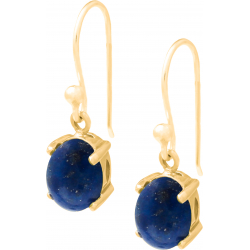 Boucles d'oreille plaqué or 3 microns - lapis lazuli - cabochon oval 6x8mm