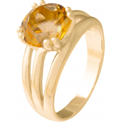 Bague plaqué or 5 microns - citrine - rond 9mm facetté - T50 à 64