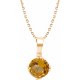 Collier plaqué or 3 microns - citrine - rond 9mm facetté - forçat 40+5cm