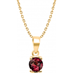 Collier plaqué or 3 microns - grenat - rond 6mm facetté - forçat 40+5cm