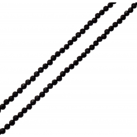 Collier argent rhodié 1,2g - spinelle noir - facetté 3mm 38+5cm