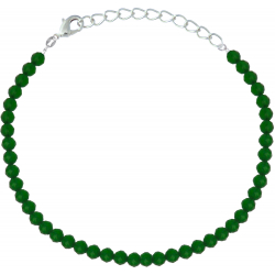 Bracelet argent rhodié 1,2g - jade verte - facetté 3mm - 15+5cm