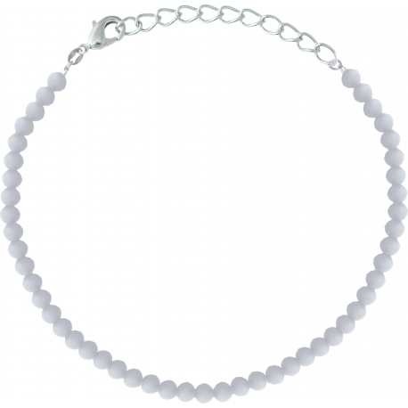 Bracelet argent rhodié 1,2g - calcédoine - facetté 3mm - 15+5cm