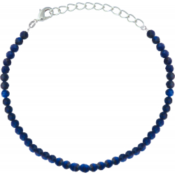 Bracelet argent rhodié 1,2g - lapis lazuli - facetté 3mm - 15+5cm