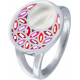 Bague acier - fleur de vie - nacre - émail - nacre blanche - diamètre 15mm - T50 à T64