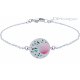 Bracelet acier - vague japonaise - nacre abalone - émail - nacre rose - diamètre 15mm - longueur 16+4cm