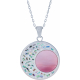 Collier acier - vague japonaise - nacre abalone - émail - nacre rose - diamètre 25mm - longueur 45+5cm