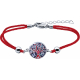 Bracelet acier - nacre - émail - coton rouge - 16+4cm