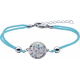 Bracelet acier - nacre - émail - coton bleu ciel - 16+4cm