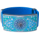 Bracelet acier - émail - nacre - cuir bleu - largeur 2cm - longueur 23,5cm