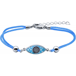 Bracelet acier - nacre - émail - coton - 16+4cm