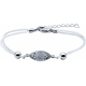 Bracelet acier - nacre - émail - coton blanc - 16+4cm