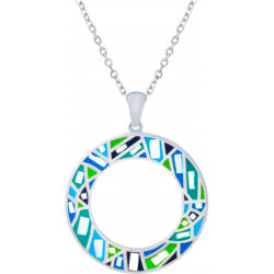 Collier acier - 30mm - nacre - émail - 5mm - longueur 45+5cm