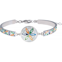 Bracelet Jonc semi-rigide en acier - nacre - émail -  11mm - 16+4cm