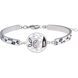 Bracelet Jonc semi-rigide en acier - nacre - émail -  11mm - 16+4cm