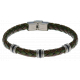 Bracelet acier - cuir tressé marron et vert militaire italien - composants acier