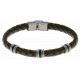 Bracelet acier - cuir tressé marron et vert militaire italien - composants acier