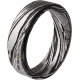 Bague en acier façon damas - effet brossé - placage noir - largeur 7mm - T58 à 70