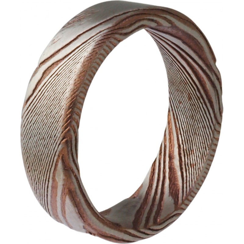 Bague en acier facon damas effet brosse placage dore largeur 7mm T58 a 70 Les Perles de Venus
