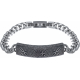 Bracelet acier façon damas - effet brossé - placage noir - 19,5+1,5cm